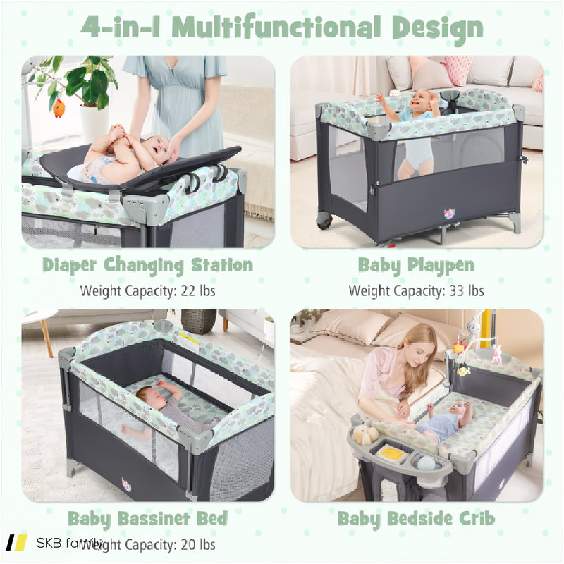 5-In-1 Portable Baby Beside Bassinet With Diaper Changer 240515-230800