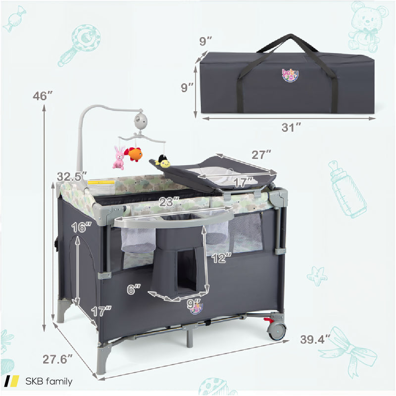 5-In-1 Portable Baby Beside Bassinet With Diaper Changer 240515-230800