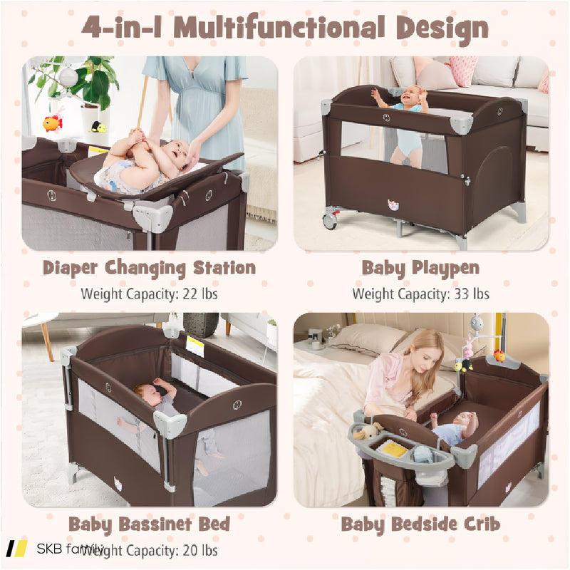 5-In-1 Portable Baby Beside Bassinet With Diaper Changer 240515-230800