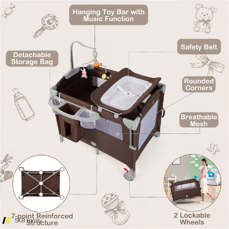 5-In-1 Portable Baby Beside Bassinet With Diaper Changer 240515-230800