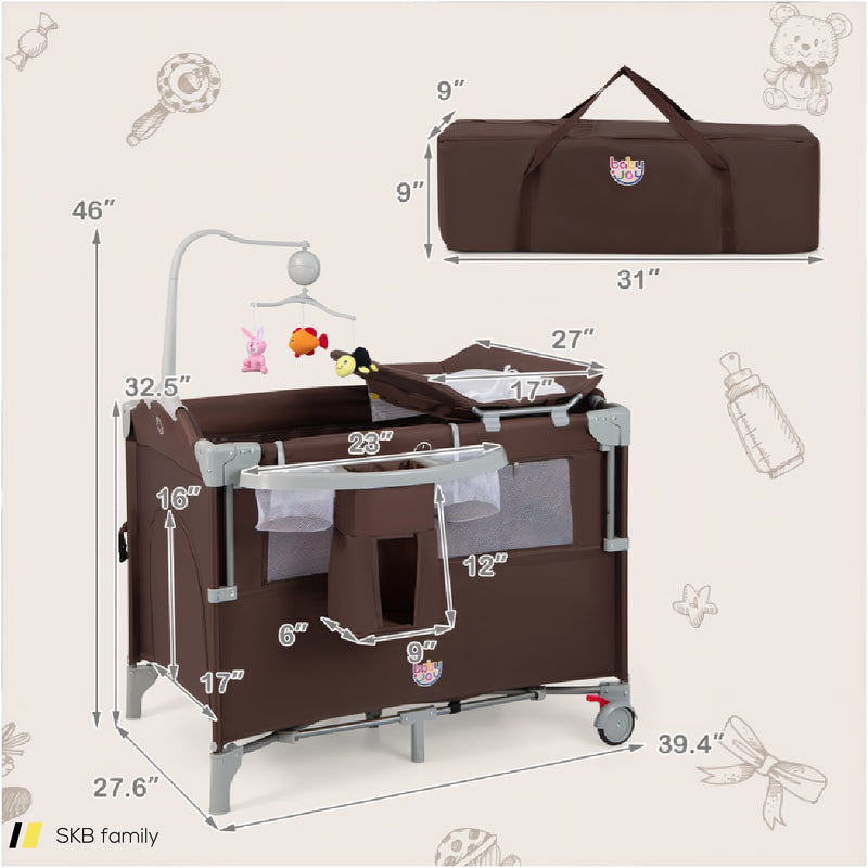 5-In-1 Portable Baby Beside Bassinet With Diaper Changer 240515-230800