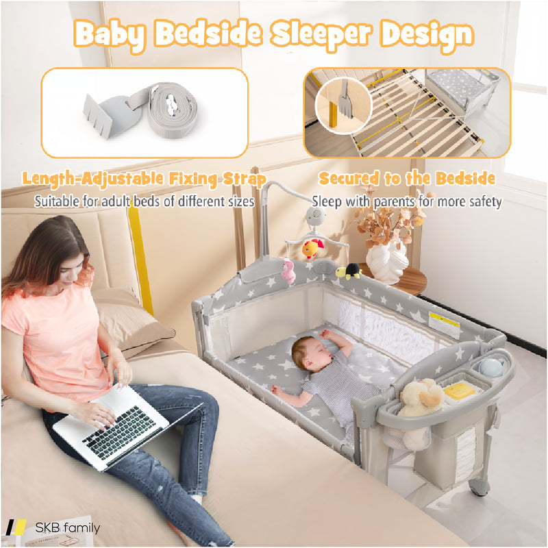 5-In-1 Portable Baby Beside Bassinet With Diaper Changer 240515-230800