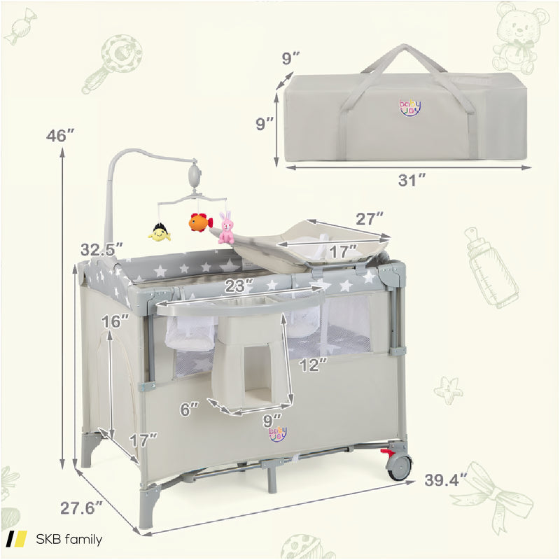 5-In-1 Portable Baby Beside Bassinet With Diaper Changer 240515-230800