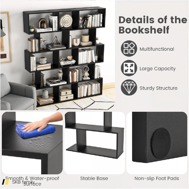 5-Tier Bookshelf With Anti-Toppling Device For Living Room Home Office 240515-230803