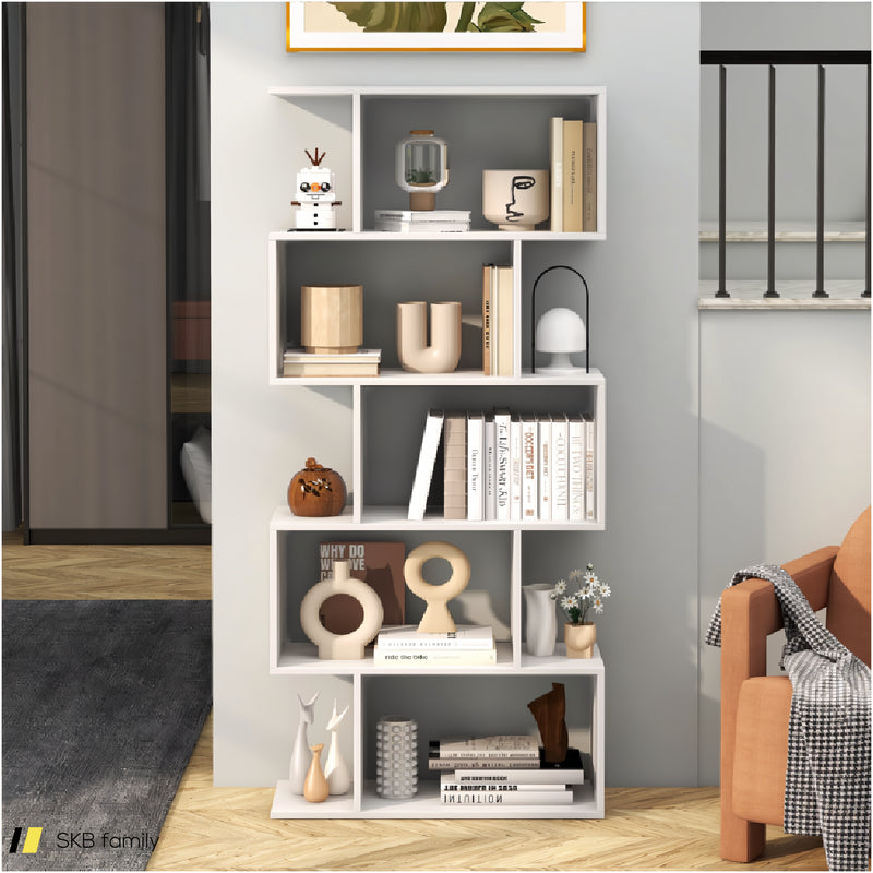 5-Tier Bookshelf With Anti-Toppling Device For Living Room Home Office 240515-230803