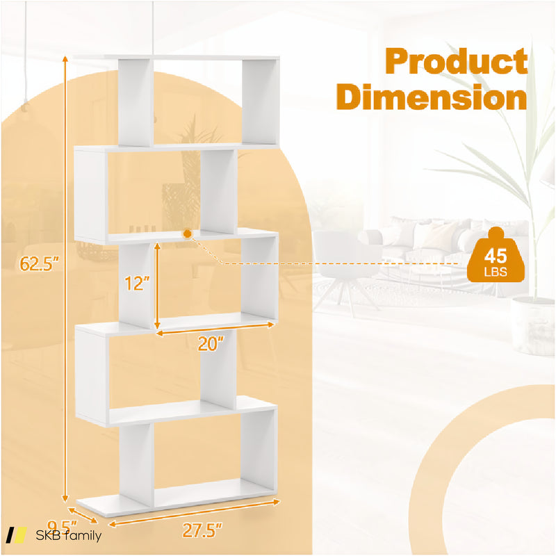 5-Tier Bookshelf With Anti-Toppling Device For Living Room Home Office 240515-230803