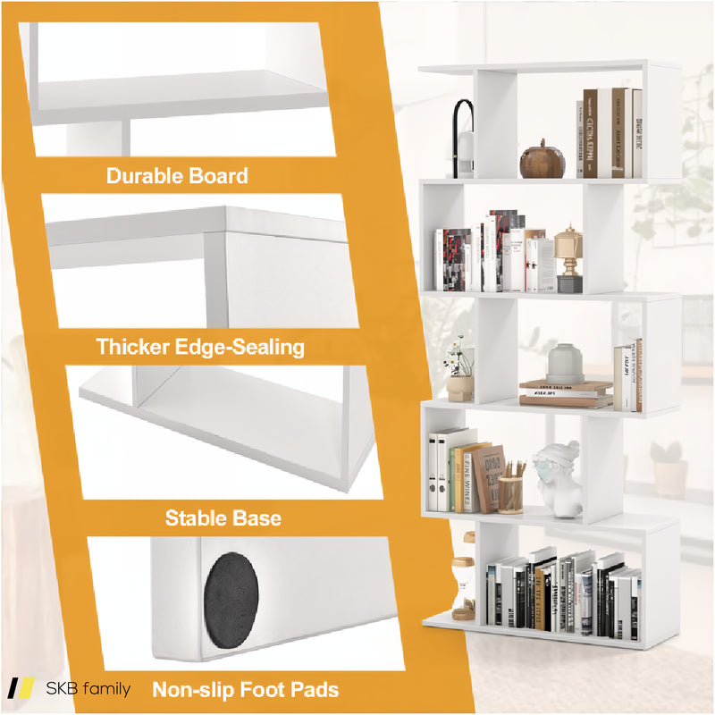 5-Tier Bookshelf With Anti-Toppling Device For Living Room Home Office 240515-230803