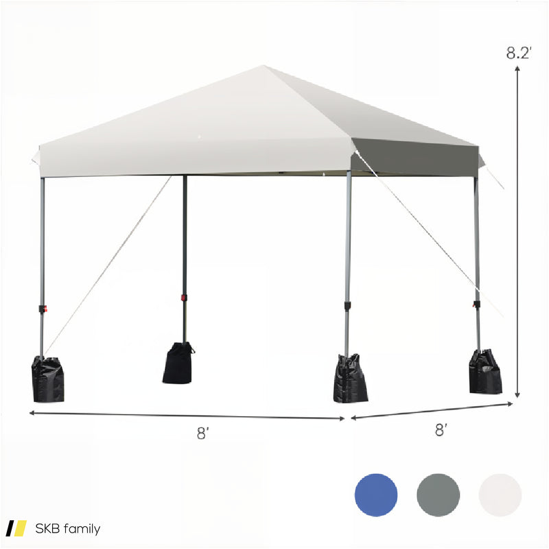 8 X 8 Feet Outdoor Pop-Up Canopy Tent With Portable Roller Bag And Sand Bags 240515-230804