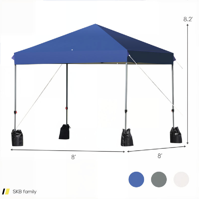 8 X 8 Feet Outdoor Pop-Up Canopy Tent With Portable Roller Bag And Sand Bags 240515-230804