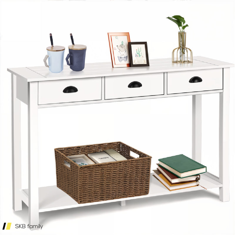 Wooden Console Table With 3 Drawers And 2-Tier Shelves 240515-230808