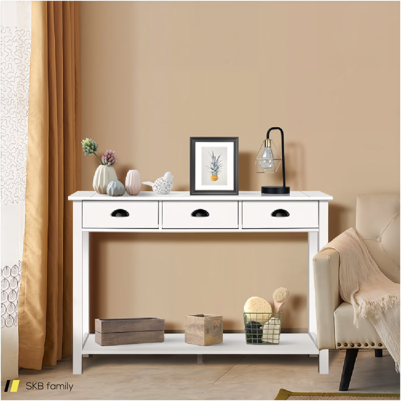 Wooden Console Table With 3 Drawers And 2-Tier Shelves 240515-230808