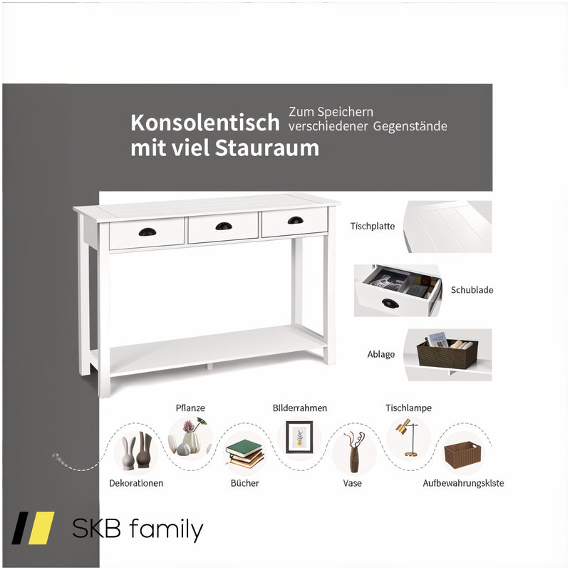 Wooden Console Table With 3 Drawers And 2-Tier Shelves 240515-230808