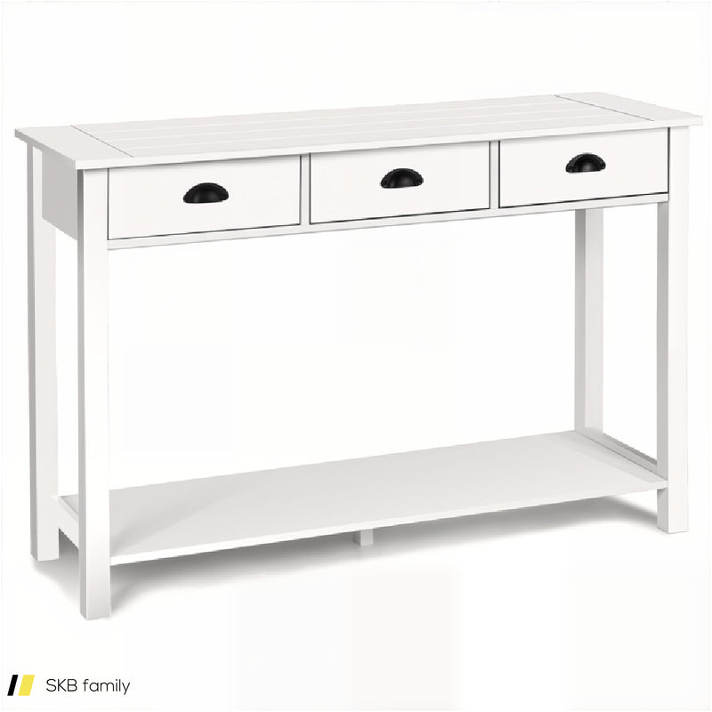 Wooden Console Table With 3 Drawers And 2-Tier Shelves 240515-230808