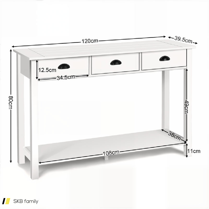 Wooden Console Table With 3 Drawers And 2-Tier Shelves 240515-230808