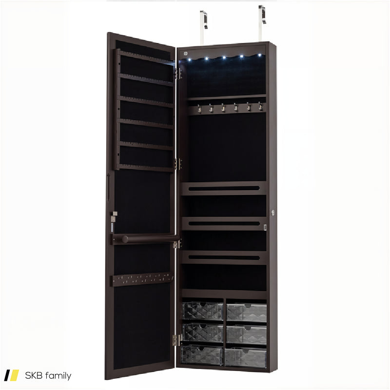 Door Hanging Mirror Jewelry Armoire With Full Length Mirror And 6 Drawers 240615-230810