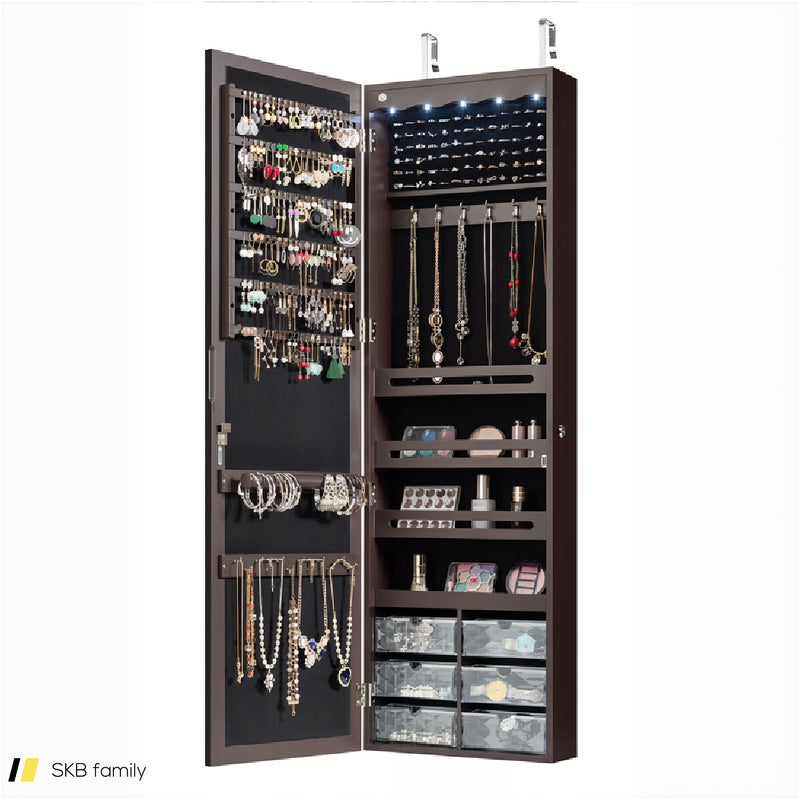 Door Hanging Mirror Jewelry Armoire With Full Length Mirror And 6 Drawers 240515-230810