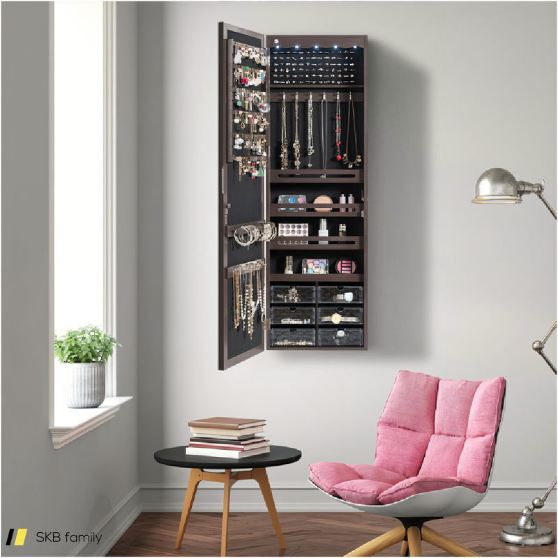 Door Hanging Mirror Jewelry Armoire With Full Length Mirror And 6 Drawers 240615-230810