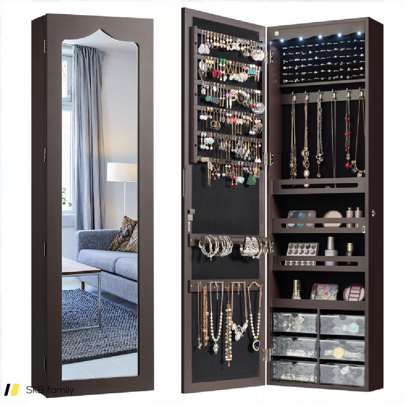 Door Hanging Mirror Jewelry Armoire With Full Length Mirror And 6 Drawers 240615-230810