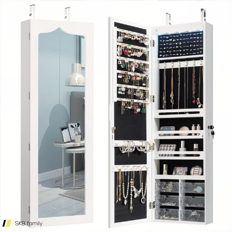 Door Hanging Mirror Jewelry Armoire With Full Length Mirror And 6 Drawers 240615-230810