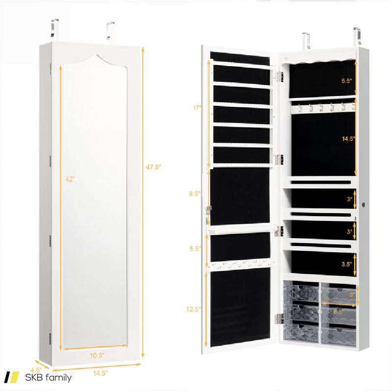 Door Hanging Mirror Jewelry Armoire With Full Length Mirror And 6 Drawers 240615-230810