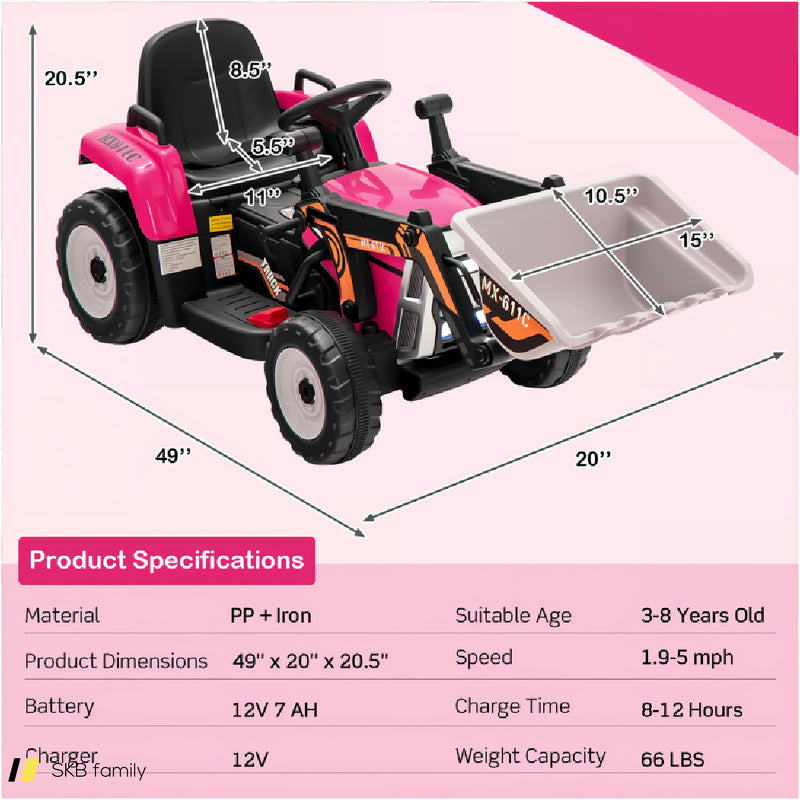 12v Battery Powered Kids Ride On Excavator With Adjustable Arm And Bucket 240515-230812