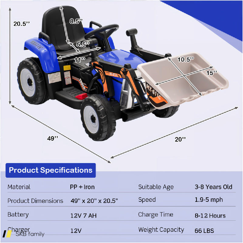 12v Battery Powered Kids Ride On Excavator With Adjustable Arm And Bucket 240515-230812