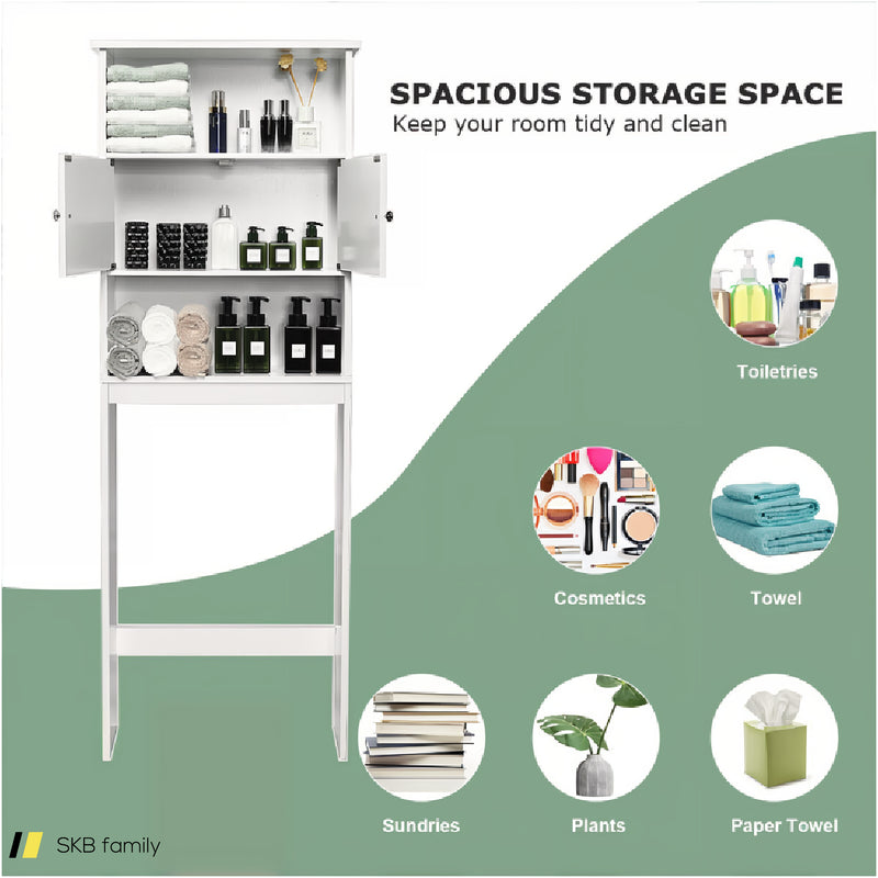 Bathroom Wood Organizer Shelf Storage Rack With Cabinet 240515-230813