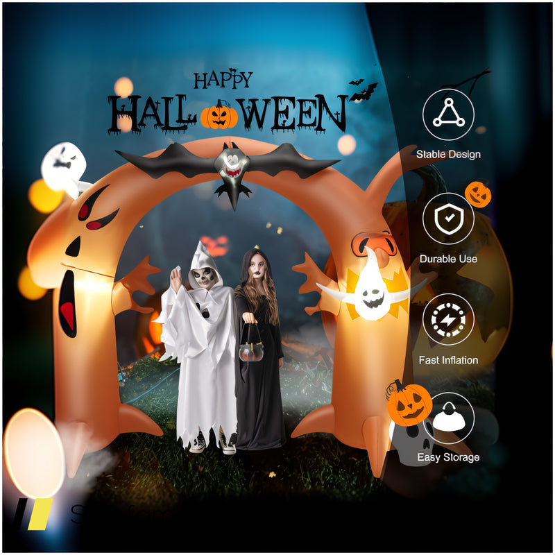 8 Feet Tall Halloween Inflatable Dead Tree Archway Decor With Bat Ghosts And Led Lights 240515-230814