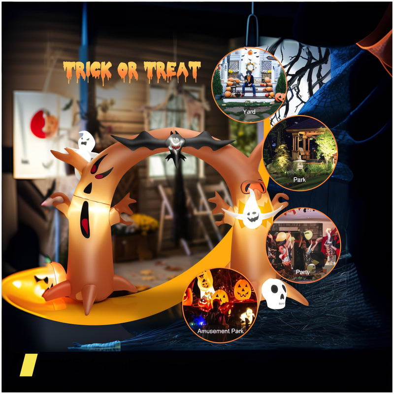 8 Feet Tall Halloween Inflatable Dead Tree Archway Decor With Bat Ghosts And Led Lights 240515-230814