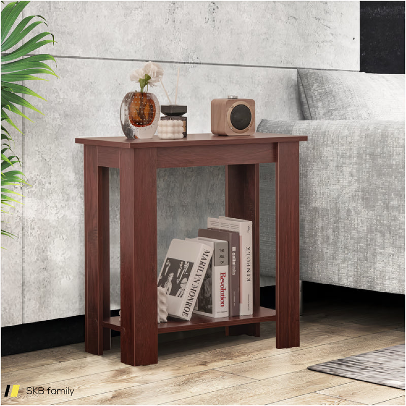 2-Tier Modern Compact End Table With Storage Shelf 240515-230816