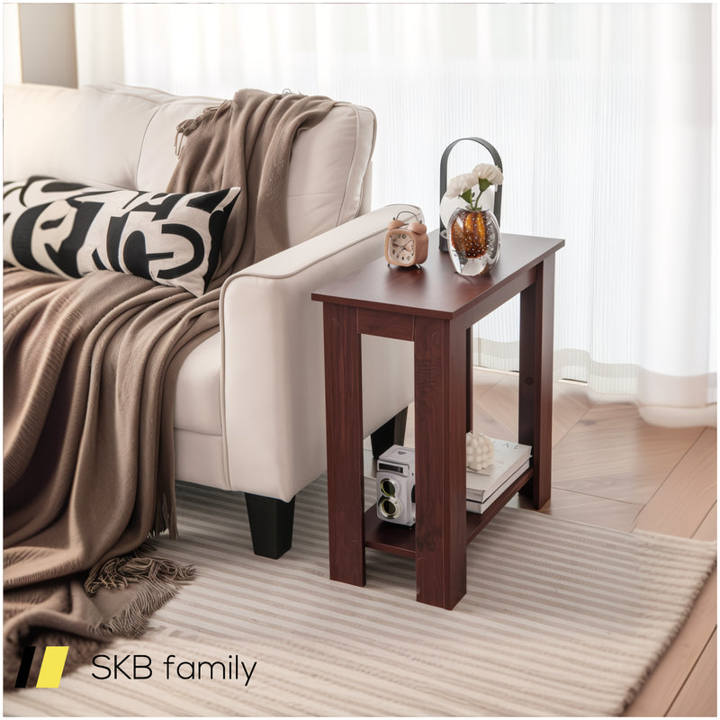 2-Tier Modern Compact End Table With Storage Shelf 240515-230816