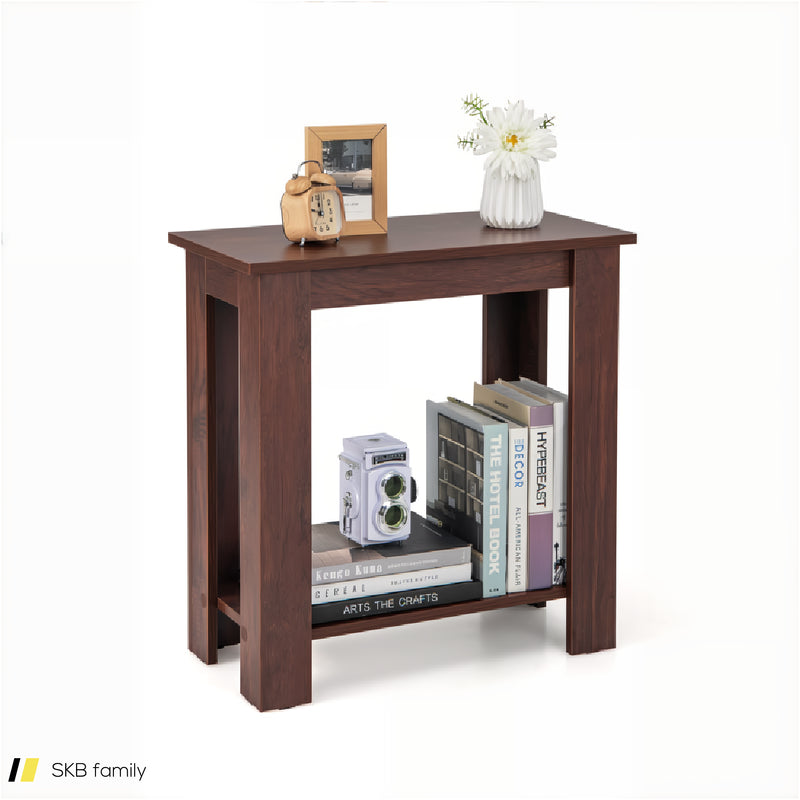 2-Tier Modern Compact End Table With Storage Shelf 240515-230816