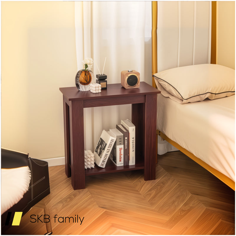 2-Tier Modern Compact End Table With Storage Shelf 240515-230816