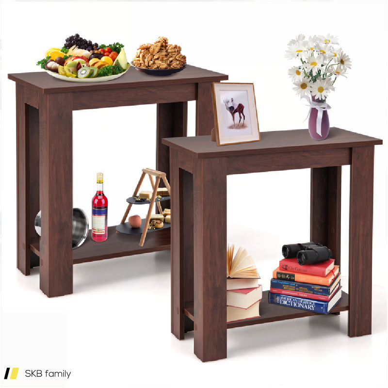 2-Tier Modern Compact End Table With Storage Shelf 240515-230816