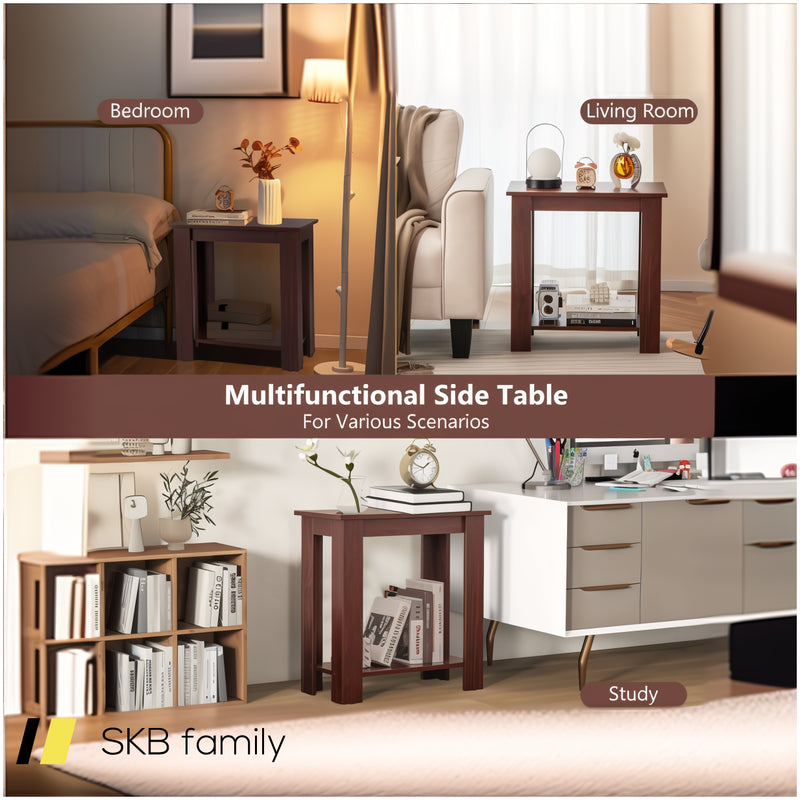 2-Tier Modern Compact End Table With Storage Shelf 240515-230816