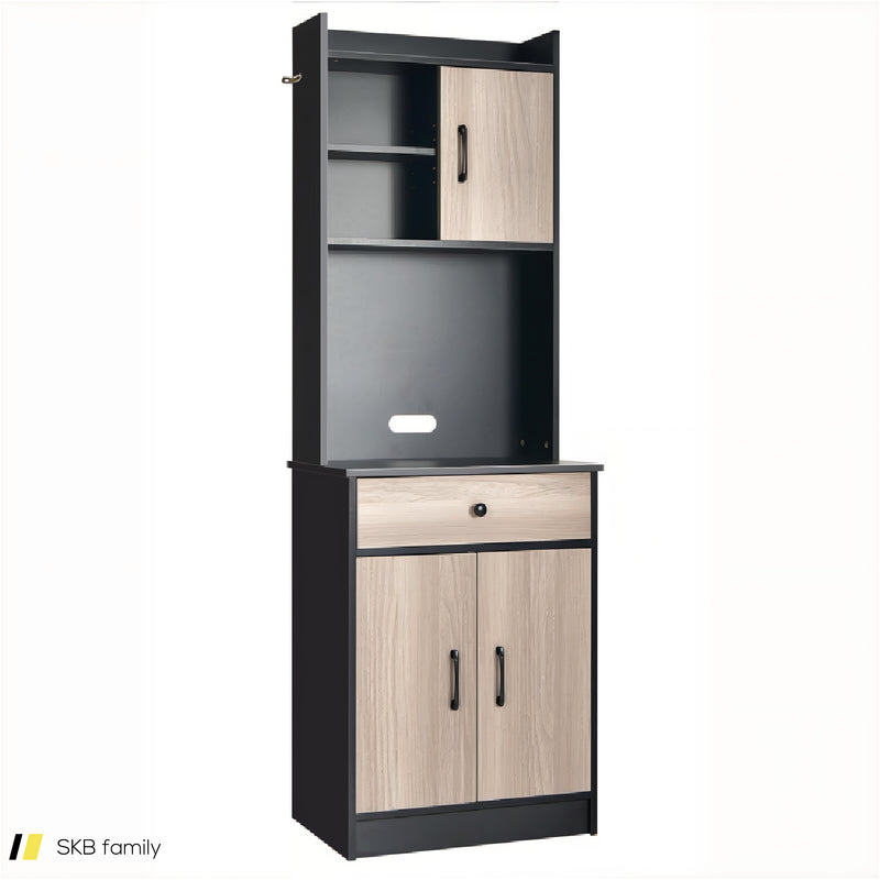 3-Door 71 Inch Kitchen Buffet Pantry Storage Cabinet With Hutch And Adjustable Shelf 240515-230822