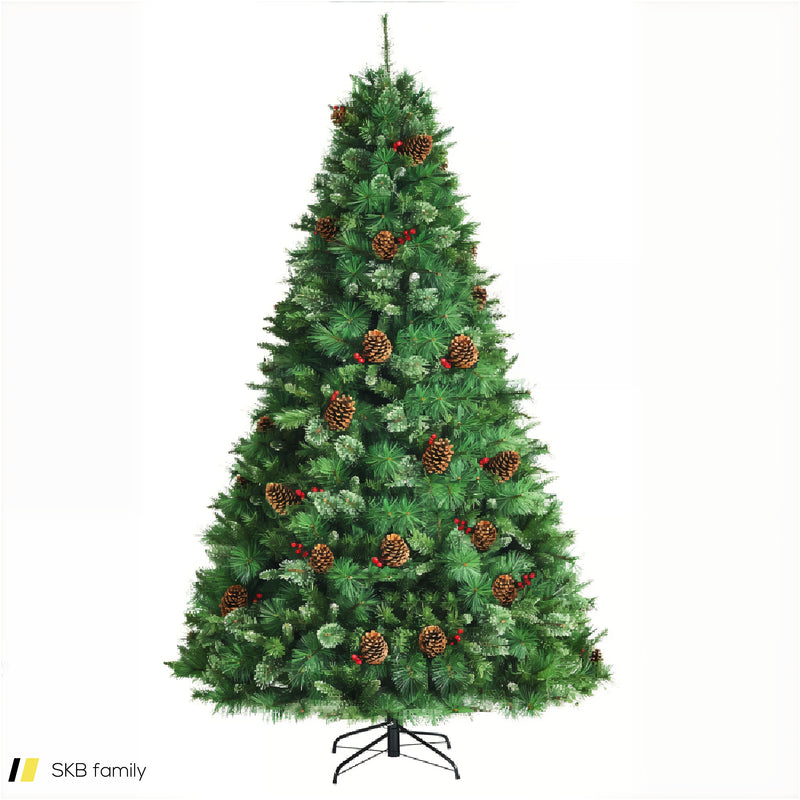 Pre-Lit Hinged Christmas Tree With Pine Cones And Red Berries 240515-230825