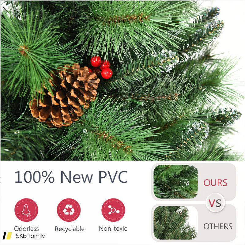 Pre-Lit Hinged Christmas Tree With Pine Cones And Red Berries 240515-230825