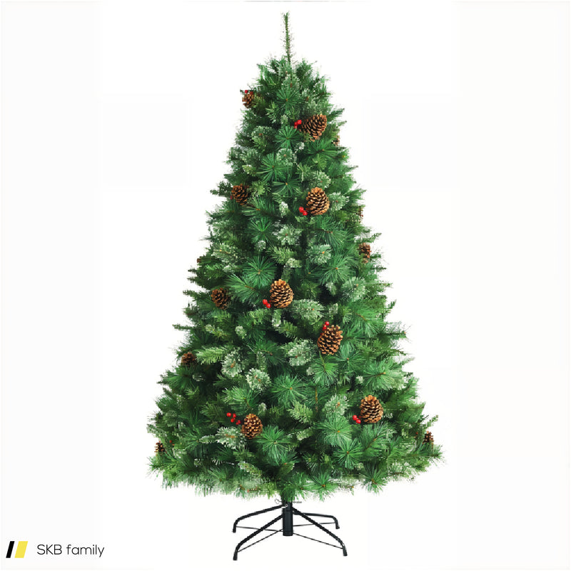 Pre-Lit Hinged Christmas Tree With Pine Cones And Red Berries 240515-230825