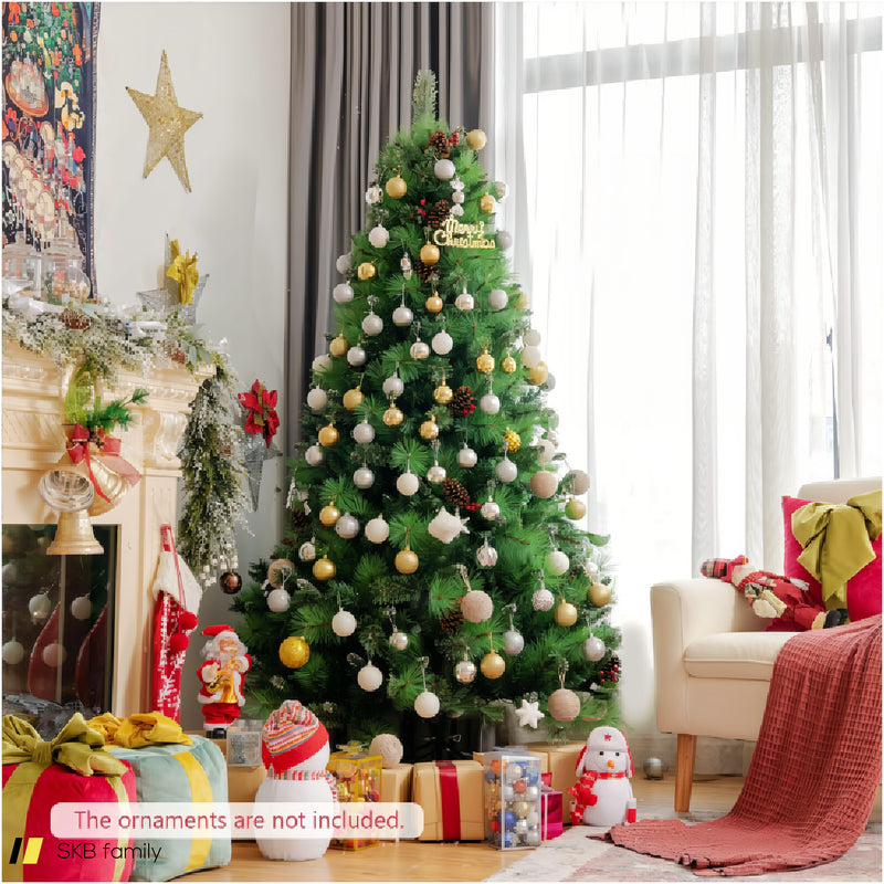 Pre-Lit Hinged Christmas Tree With Pine Cones And Red Berries 240515-230825