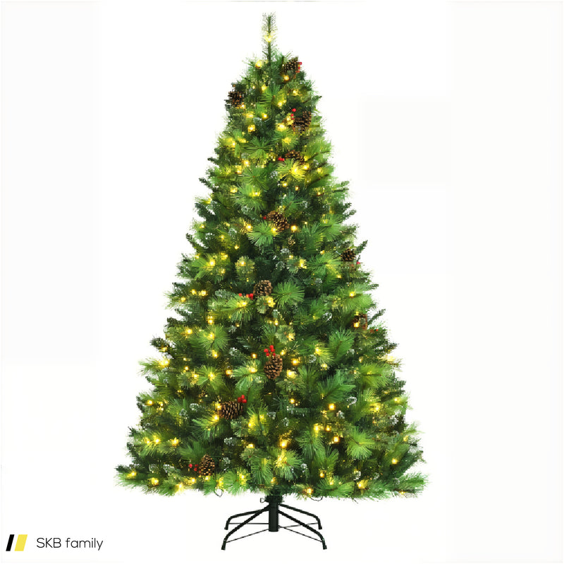 Pre-Lit Hinged Christmas Tree With Pine Cones And Red Berries 240515-230825