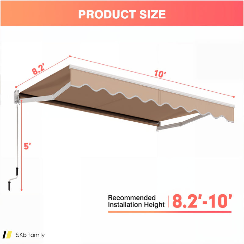 10 X 8.2 Feet Retractable Awning With Easy Opening Manual Crank Handle 240515-230827