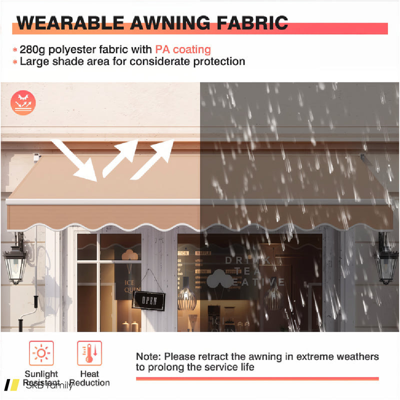 10 X 8.2 Feet Retractable Awning With Easy Opening Manual Crank Handle 240515-230827