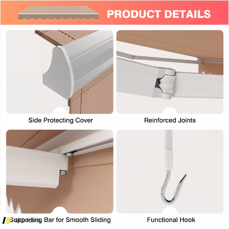 10 X 8.2 Feet Retractable Awning With Easy Opening Manual Crank Handle 240515-230827