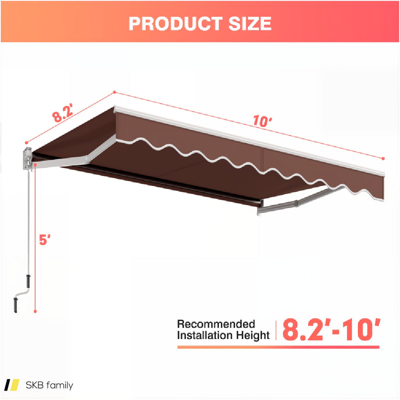 10 X 8.2 Feet Retractable Awning With Easy Opening Manual Crank Handle 240515-230827