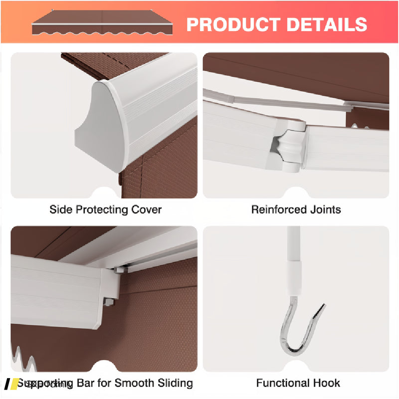 10 X 8.2 Feet Retractable Awning With Easy Opening Manual Crank Handle 240515-230827