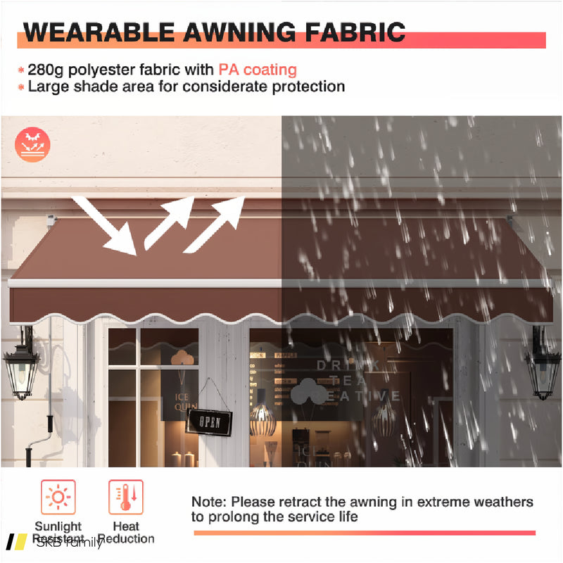 10 X 8.2 Feet Retractable Awning With Easy Opening Manual Crank Handle 240515-230827