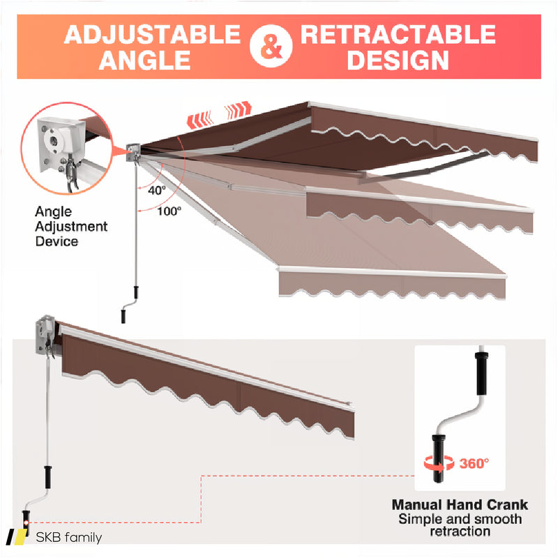 10 X 8.2 Feet Retractable Awning With Easy Opening Manual Crank Handle 240515-230827