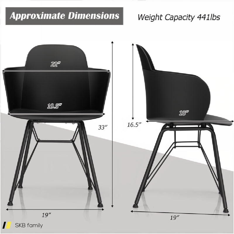 Set Of 2 Metal Frame Modern Petal-Shape Plastic Dining Chairs 240515-230830