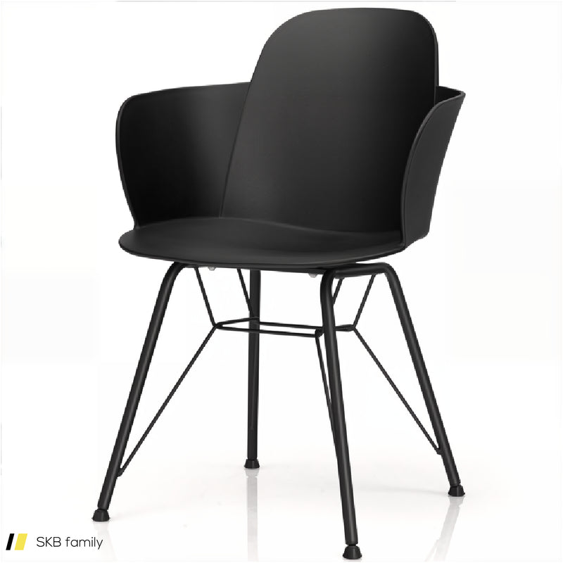 Set Of 2 Metal Frame Modern Petal-Shape Plastic Dining Chairs 240515-230830